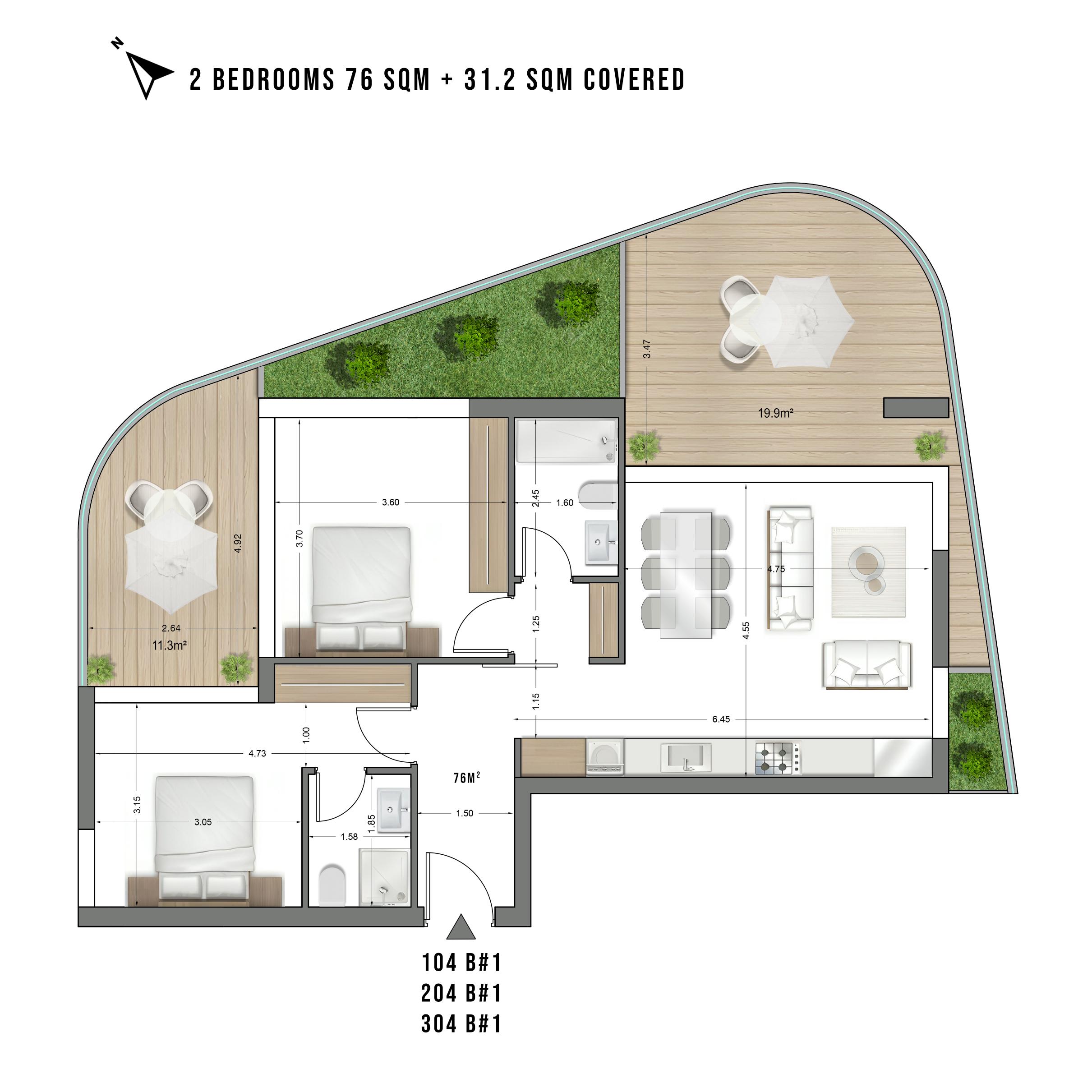 Lev Limassol floor plan — Two-bedroom apartment