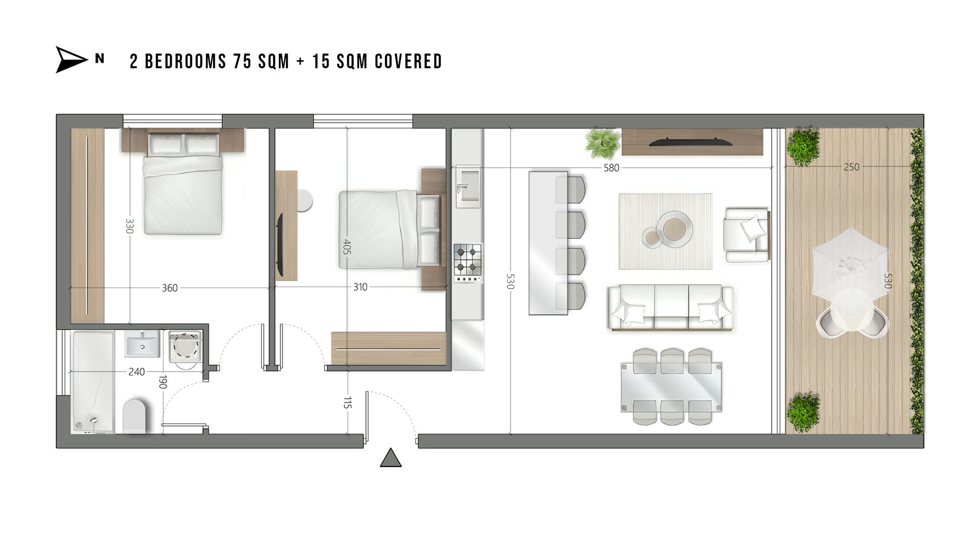 Regent Royal floor plan — 2-bedrooms