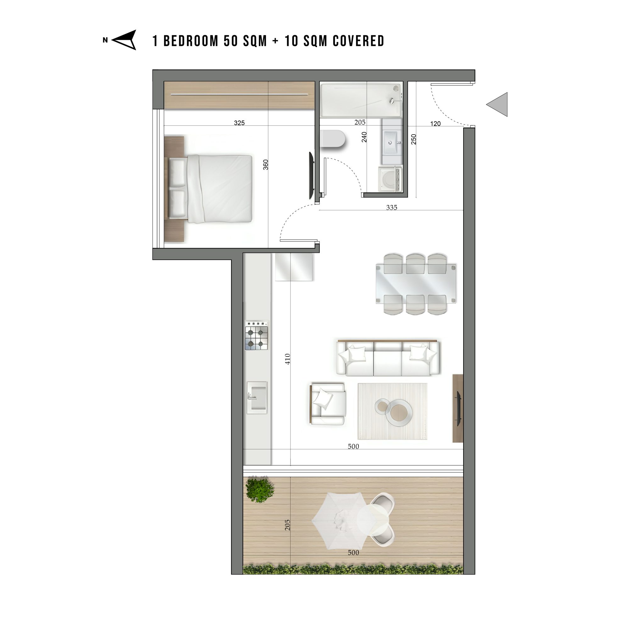 ParkOne floor plan — 1 Bedroom
